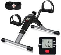 TABEKE Under Desk Bike Pedal Exerciser, Fully Assembled Folding Pedal Exerciser for Arm and Leg Workout, Portable Sitting Desk Cycle with LCD Screen Displays 26526(Grey)