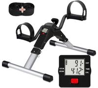TABEKE Under Desk Bike Pedal Exerciser, Fully Assembled Folding Pedal Exerciser for Arm and Leg Workout, Portable Sitting Desk Cycle with LCD Screen Displays (LightGrey)