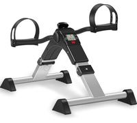 TABEKE Under Desk Pedal Exerciser, Fully Assembled Mini Exercise Bike for Leg and Arm Workouts, Foldable Desk Bike Peddler Machine for Seniors with Clear LCD Display & Adjustable Resistance (Sliver)