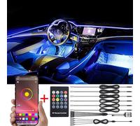 TABEN Ambient Light APP Control + RGB Remote Controller Car Atmosphere Light Lamp Soft DIY Refit Optic Fiber Band 64 Colors Interior Footwell Lighting Decorative Light 1W DC 12V 8m