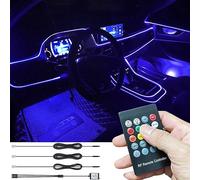 TABEN Car Ambient Light RGB Remote Control Decorative Light Lamp DIY Refit Flexible Optic Fiber Pipe 8 Colors Interior Lighting Atmosphere Light 1W DC 12V 4m