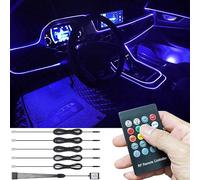 TABEN Car Ambient Light RGB Remote Control Decorative Light Lamp DIY Refit Flexible Optic Fiber Pipe 8 Colors Interior Lighting Atmosphere Light 1W DC 12V 6m