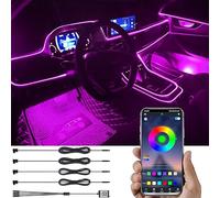 TABEN Car Ambient Lighting Kit 4m Fiber Optic 64 Colors Bluetooth APP Control USB Car Atmosphere Light, DIY 16 Millions RGB Multicolor Sound Active Music Sync Car Interior Lighting DC 12V