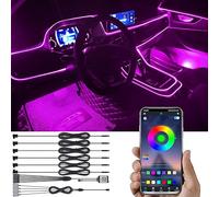 TABEN Car Ambient Lighting Kit 8m Fiber Optic 64 Colors Bluetooth APP Control USB Car Footwell Atmosphere Light, DIY 16 Millions RGB Multicolor Sound Active Music Sync Car Interior Lighting DC 12V