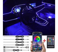 TABEN Car Interior Ambient Light RGB Remote Control + APP Control 64 Colors DIY Refit Flexible Optic Fiber Pipe 1W DC 12V 5m