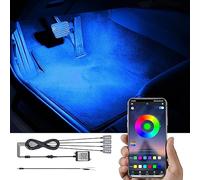 TABEN RGB Car Footwell Ambient Lighting Kit APP Control 16.7 Millions Colors Sound Active Music Sync DC Line Car Interior Footwell Atmosphere Light DC 12V