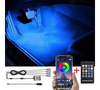 TABEN RGB Car Footwell Ambient Lighting Kit APP Control + RF Remote Control, 16.7 Millions Colors Sound Active Music Sync USB Cable Car Interior Footwell Atmosphere Light DC 12V