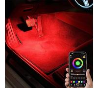 TABEN RGB Car Footwell Ambient Lighting Kit Innovative Upgrade APP Control + RF Remote Control, 16.7 Millions Colors Sound Active Music Sync Car Interior Footwell Atmosphere Lighting 12V