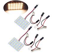 TABEN Warm White Energy-saving 5630 24-SMD LED Panel Dome Light Auto Car Interior Reading Plate Light Roof Ceiling Interior Wired Lamp+T10 BA9S Festoon Adapters DC 12V (Pack of 2)