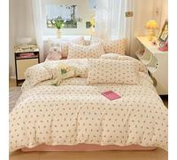 Tabeskly Girls Reversible Flora Flower Bedding Single Duvet Cover Sets Bed Zipper Red Yellow 135×200cm