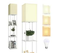 TABEVIO Floor Lamps for Living Room, Standing Shelf Lamp with 9W GLS Bulb, E27 with Color Temperature Control, White