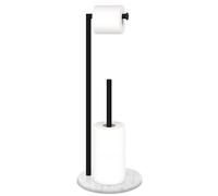 Tabhoukit Bathroom Toilet Paper Holder Stand, Modern Nature Marble Base Free Standing Toilet Tissue Roll Dispenser Storage 4 Reserve Rolls (Matte Black)