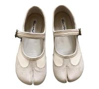 Tabi Shoes Women Mary Janes Ballet Flat - Low Top Split Toe Orthopedic Cute Casual Comfortable Walking Lightweight Female Solid All-Match for Daily Wear Beach Travel Athleisure Standing All Day, White