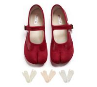 Tabi Shoes Women Mary Janes Ballet Flat - Low Top Split Toe Orthopedic Cute Casual Comfortable Walking Lightweight Female Solid All-Match for Daily Wear Beach Travel Athleisure Standing All Day, Red