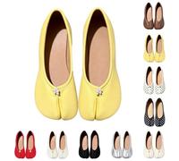 Tabi Shoes Womens Tabi Split Toe Ballet Flats Ladies Polka Dot Slip On Comfortable Soft Casual Walking Shoes Fashion Ballet Shoes for Daily Wear Beach Travel Standing All Day Yellow