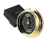 Tabic Brass Tide Clock - Mariner MkII Case, Black Dial, Precision Lunar Tide Tracking, Handcrafted in England, Marine Wall Instrument