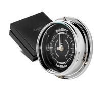 Tabic Chrome-Plated Brass Tide Clock - Mariner MkII Case, Black Dial, Precision Lunar Tide Tracking, Handcrafted in England, Marine Wall Instrument