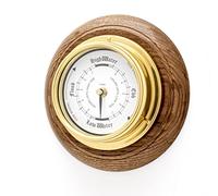 Tabic Classic Tide clock on English oak mount, Heavy Lacquered Brass (1/2kg), Nautical Tidal Fishing Coastal Clock, Gift, English Oak, Handmade in England