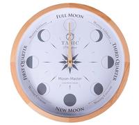 Tabic Moon Phase Master Wall Clock - Round, Wood, Traditional with a Touch of Modern, Natural Dye, Mechanical/Mechanical, Wall Mountable, Medium to Large