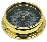 Tabic Prestige Solid Brass Thermometer With Jet Black Dial, Heavy Brass Case (1/2 kg), Handmade In England