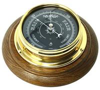 Tabic Prestige Solid Brass Traditional Barometer Mounted on a Solid English Oak Mount, Handmade In England