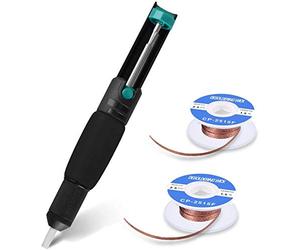 Tabiger Desoldering Pump Solder Wick, Solder Remover Tool 3-in-1 Kit Included 1pc Solder Sucker Pump and 2pcs Desoldering Wick Solder Braid Wire (2.5mm Width, 1.5m Length)