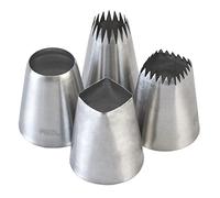 Tabiger Extra Large Piping Nozzles, 4-Pack Oversized Cake Decorating Tips Stainless Steel Square Round Icing Nozzles Piping Tips Set Baking Supplies for Cakes Cupcakes Cookies Biscuit Butter Cream