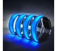 Tabiger LED Armbands, 4-Pack Glow Bracelet Safety Wristband Ankle Reflective Strips with Flashing Lights for Night Sports Running Cycling (Blue)