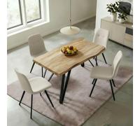 (Table 120 cm and 4 Off White Chairs) Dining Set Arbore 120cm/140cm Table and 4/6/8 Upholstered Chairs