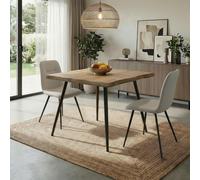 (Table 80 cm and 2 Off White Chairs) Dining Set Avara 80cm/120cm Table And 2/4/6 Upholstered Chairs