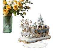 Table Acrylic Decoration - 2D Flat Santa Sleigh Acrylic Christmas Decor - Artistic Stand Figure Ornament Winter Holiday Theme,for Teens Adults Friends Children Family