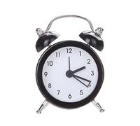 Table alarm clock with two bells - loud, vintage style, battery operated, analog, silent, ideal for bedrooms, living areas and travel (Black)