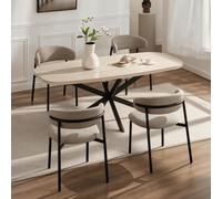 Home Source Axal Contemporary Dining Set Extending Table & Upholstered Chairs in Beige | Size: 5 Pack Home Source Beige 5 Pack
