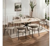 (Table and 6 Chairs) Dining Set Axal Extending Table and 4/6/8 Upholstered Chairs