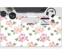 Table and Desk Protector 100x50 cm for Keyboard and Mouse Scratch-Resistant Decor for Office and Home Protection and Decoration Non-Slip PVC Vinyle Easy Clean Waterproof - Watercolor Flowers