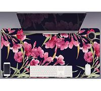 Table and Desk Protector 90x45 cm Easy Clean Waterproof Protection and Decoration PVC Vinyle Decor for Office and Home Scratch-Resistant for Keyboard and Mouse Non-Slip - Watercolor Flowers