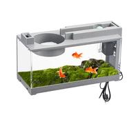 Table Aquarium, Table Aquarium - Fishing Aquarium, Retro Decorative Quiet Desk Aquarium with Water Pump for Turtles, Reptiles, Shrimp, Moss, Crab, Bed, Goldfish, Algae, Corals, RE