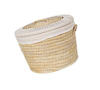 Table Bread Server, Fiber Woven Warmer with Fabric Trim, Flatbread Presentation Basket, Family Mealtime Centerpiece, Dining Gatherings Indoors Flatbread Basket Bread Warmer Woven Holder Soft Liner