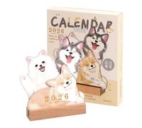 Table Calendar | 2026 Animal Calendar For Office And | Academic Planner with Wooden Base Puppy and Kitten Design Organization for Daily Work School Teacher Child Family Class Office