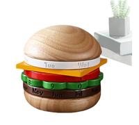 Table Calendar Decoration | Hamburg Wood Rotating Table Calendar | Brightly Coloured Desk Decoration Tool for Desk, Bedside, Shelf and Windowsill