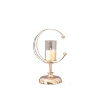Table Candle Holders Modern Alloy Glass Candlestick Minimalist Decorative Ornament Dining Table Candle Holder for Home(Small)