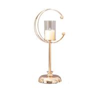 Table Candle Holders Modern Alloy Glass Candlestick Minimalist Decorative Ornament Dining Table Candle Holder for Home(Large)