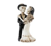 Table Centerpieces for Dining Room Skeleton Bride And Groom Figurines Halloween Gothic Lovers Figurine Never Dies Newly Wed Couple Statue Handmade Resin Crafts dining table centerpiece decor(Black a)