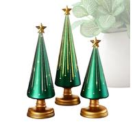 Table Christmas Tree - 3 Pieces Christmas Figurines - Resin Star Tree Figurine for Indoor Decoration during Winter Holidays, for Party Room, Fireplace, Table, Hundred