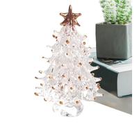 Table Christmas Tree,Collectible Art Stained Glass Christmas Tree Statue | Handcrafted Ornament for Home Living Room Bedroom Fireplace Indoors Outdoors Workplace