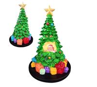 Table Christmas Tree - Light Up Holiday Figurine, Santa Claus Christmas Tree Ornament, Festive Resin Decoration With Hidden Surprise | Winter Party Figurine for Dining Room, Counter, Fireplace, Home