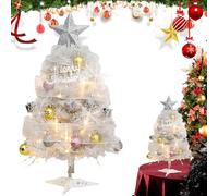 Table Christmas Tree - Vintage Bright Indoor Decoration, Small Table Christmas Tree for the Holiday Season | for Shelf Cabinet Coat Fireplace Night Party and Birthday