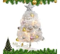 Table Christmas Tree - Vintage Style Illuminated and Realistic Small Table Christmas Tree for the Holiday Season | for Living Room Kitchen Shelf Fireplace Home Decoration