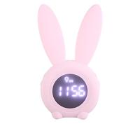 Table Clock, Multifunctional Temperature Clock ABS Material LED Screen Cartoon LED Screen Clock, for Bedrooms Day and Night Pink