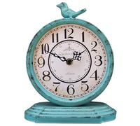 Table Clocks 23 cm Height Silent Non Ticking Roman Retro Art Desk Clock | for Living Room Bedroom Office(Aquatic green)